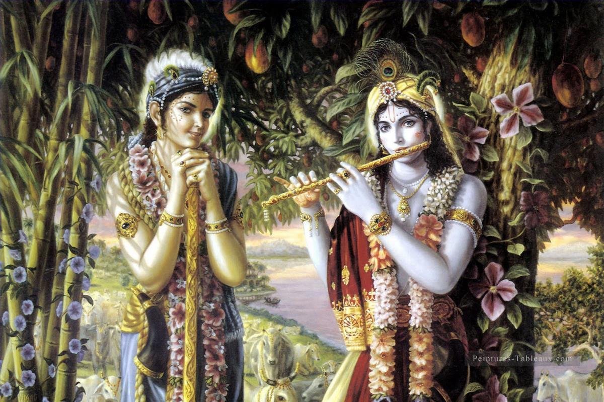Radha Krishna 4 hindou Peintures à l'huile